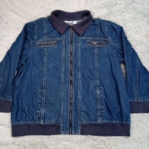 Liz & Me Jacket Womens 2X Blue Jean Coat Denim Chore‎ Work Zip Up Pockets